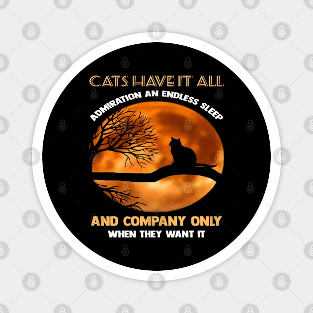 Cats have it all admiration an endless sleep and company only when they want it Magnet by Aprilgirls